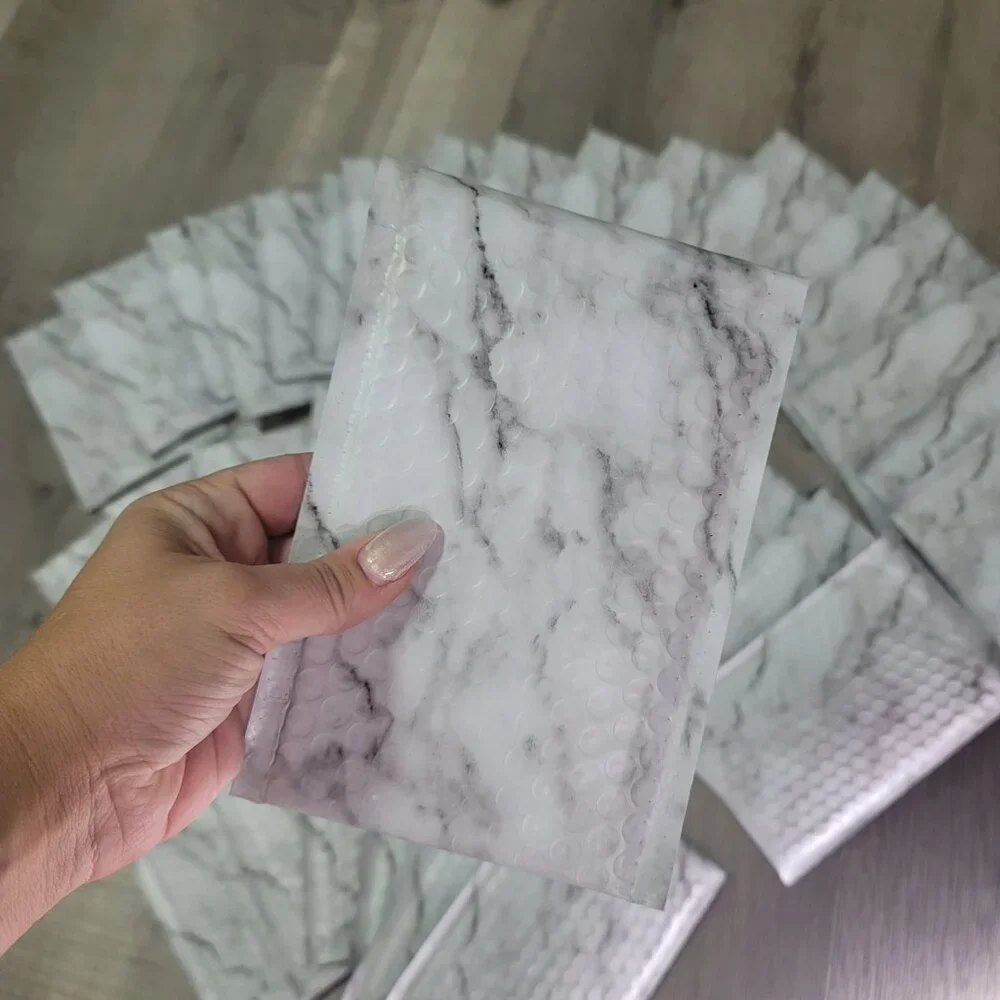 Marble-Print Bubble Mailers Set Of 37 - 5” x 7” Self-Seal Padded Envelopes